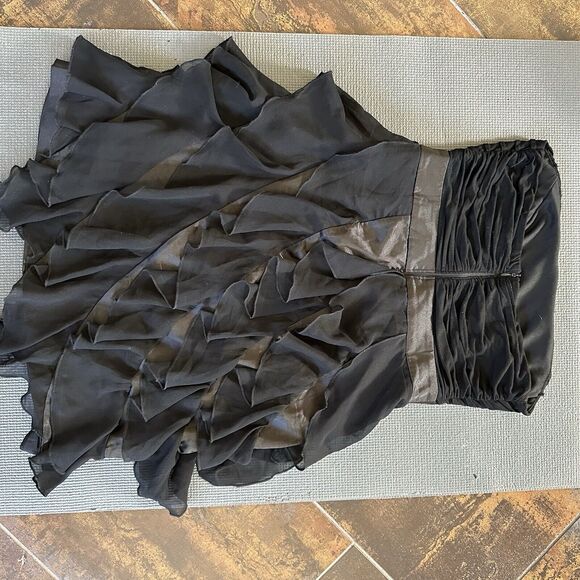 AKIRA CHICAGO Little Black Party Dress Womens Medium Chiffon Ruffle - Picture 10 of 12